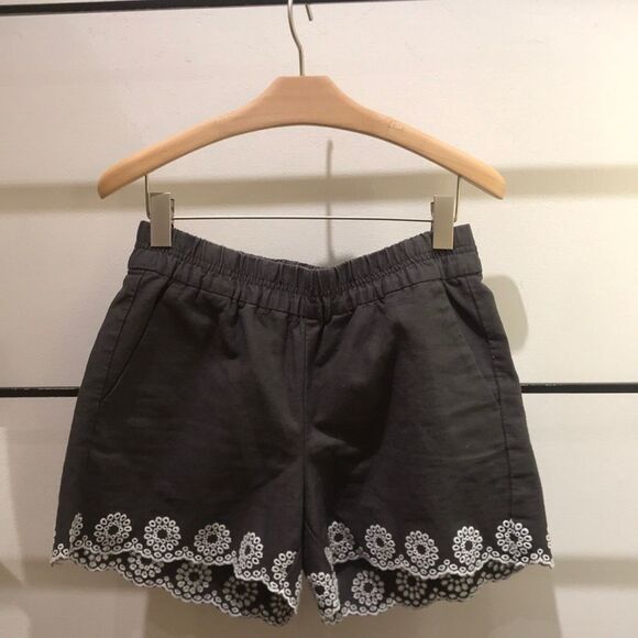 J.Crew Linen Blend Embroidered Scallop Hem Shorts – Gray White, Size XS - Picture 1 of 4